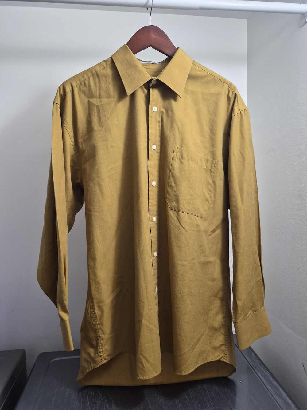 Men's Mustard Button-Up Shirt - Classic Long Sleeve